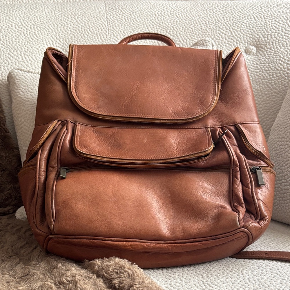 Brown Leather Backpack - image 1